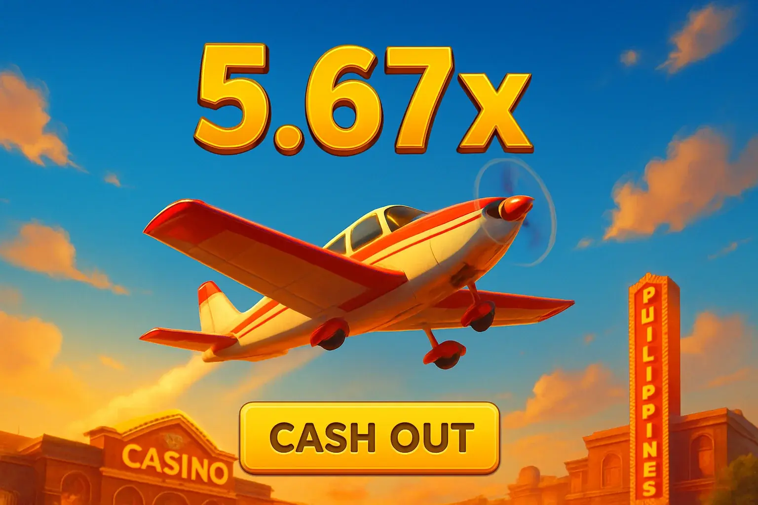 Small plane soaring upward with 5.67x multiplier in Philippine casino